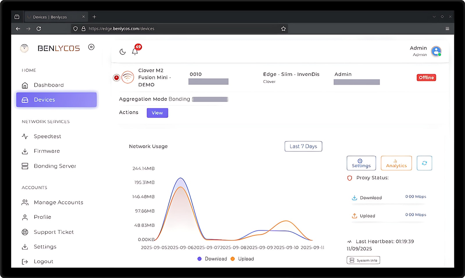 Edge by Benlycos network management dashboard