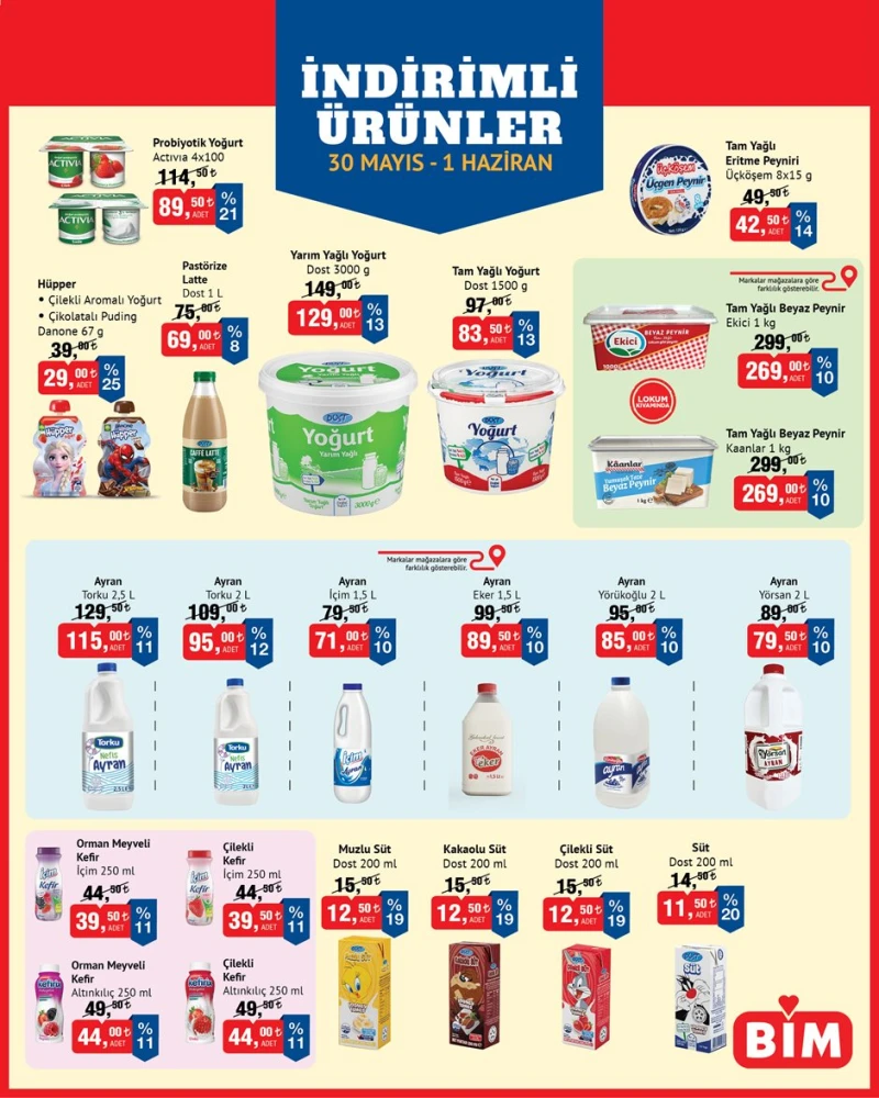 Bim aktüel indirimleri 30 Mayıs – 1 Haziran