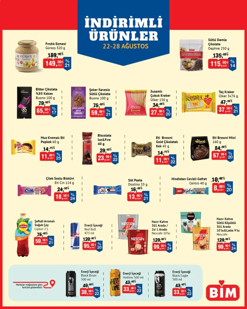 Bim aktüel indirimli ürünler 22 Ağustos