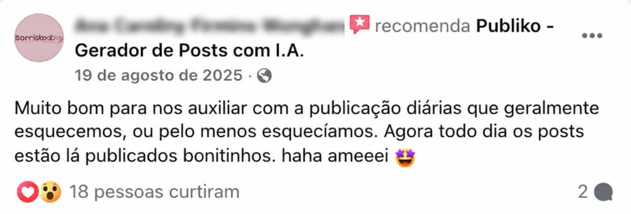 Recomendação no Facebook
