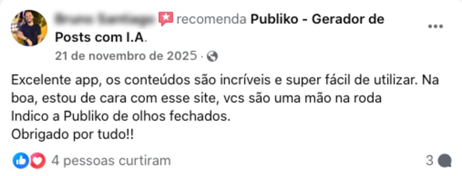 Recomendação no Facebook