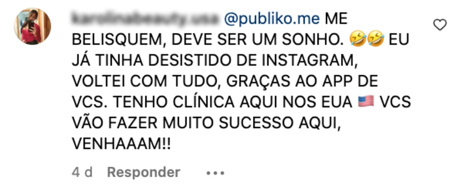 Depoimento de cliente da Publiko