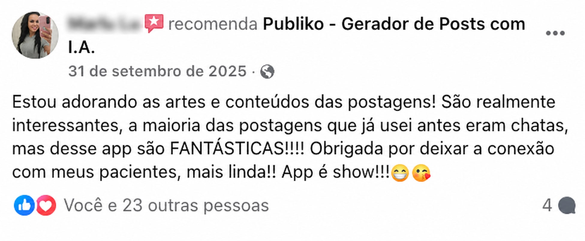 Recomendação no Facebook