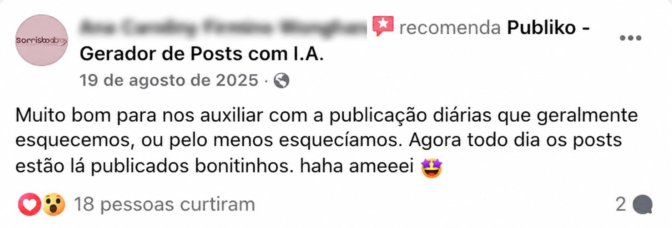 Recomendação no Facebook
