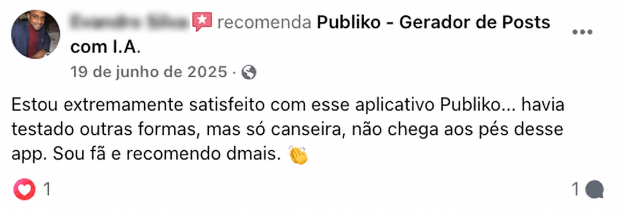 Recomendação no Facebook