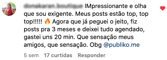 Depoimento de cliente da Publiko