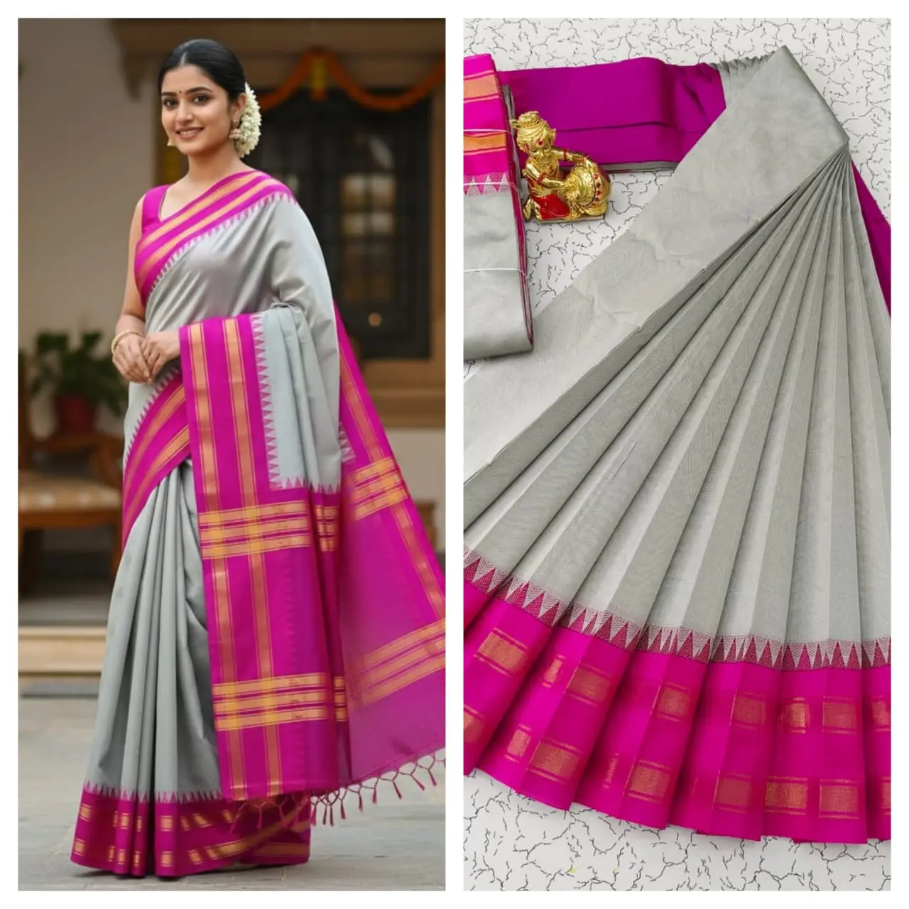 Korvai border silk cotton sarees 3