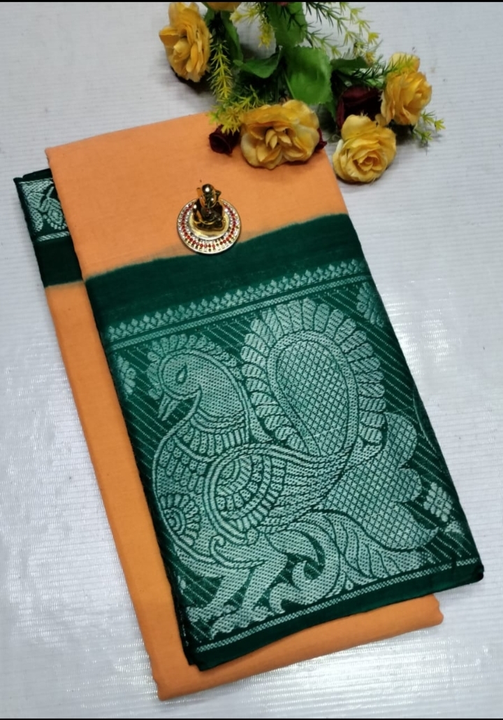 Sungudi mayoori long border plan cotton 