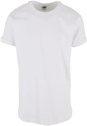 URBAN CLASSICS Camiseta básica de manga corta holgada, cuello redondo, algodón extra larga, hombre, moderna, blanco, talla S