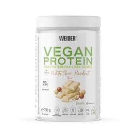 Weider Vegan Protein (750g) - Choco Blanco con Avellana | Proteína 100% Vegetal | Sin Azúcar | Sin Gluten | Sin Lactosa | Bote 50% Reciclado