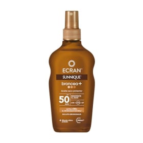 Ecran Sunnique - Aceite Protector Solar Broncea+ FPS 50 | Protección UVB/UVA Alta + Bronceado Natural | Sin Autobronceador | Resistente al Agua | 200 ml