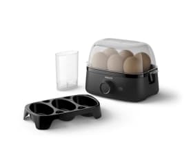 Philips Cuece Huevos Serie 3000 HD9137/90 - Cocedor de Huevos hasta 6 Unidades (Blandos, Medios, Duros, Escalfados) - 400W - Fácil Limpieza - Bandeja para Escalfar - Diseño Compacto