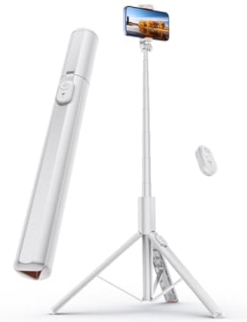 ANXRE 180cm Trípode Palo Selfie NT79 - Monopie para Móvil y Cámara con Control Remoto - Blanco