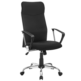 SONGMICS Silla de Oficina Ergonómica OBN034B01 - Silla Giratoria de Escritorio con Asiento Tapizado, Ajustable en Altura e Inclinable, Carga Máxima 120 kg, Negro