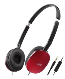 JVC HA-S160M-R Flats - Auriculares Plegables y Compactos en Rojo Brillante con Micrófono para Teletrabajo y Seminarios Online