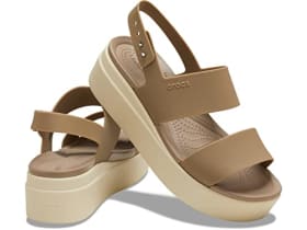 Crocs Mujer Brooklyn Low Wedge Sandalia - Khaki/Bone - Tallas 32/33 EU