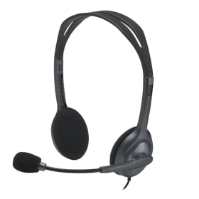 Logitech H111 - Auriculares con Cable, Sonido Estéreo, Micrófono Giratorio, Jack 3.5mm, Compatibles con PC/Mac/Portátil/Smartphone/Tablet - Negro