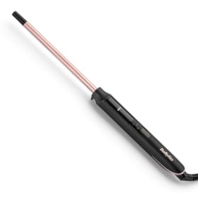 BaByliss Tenacilla de 10 mm - Rizador con Barril de Cerámica con Cuarzo | Rizos Definidos y Afro | 10 Ajustes de Temperatura | Compacto | Rosa y Negro (C449E)