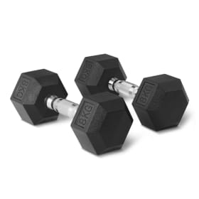 Amazon Basics - Set de Mancuernas Hexagonales con Recubrimiento de Goma, 8 kg, Negro
