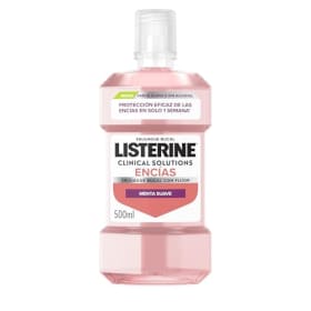 Listerine Clinical Solutions Encías Sabor Suave 500 ml - Enjuague Bucal con Flúor para Protección de Encías - Sin Alcohol - Sabor Menta Suave - 60% Más Zinc