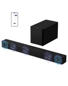 ULTIMEA 5.1ch Barra de Sonido TV con Dolby Atmos - Poseidon M60 Boom (340W, Subwoofer, Bluetooth 5.4, App, Bajos Ajustables)