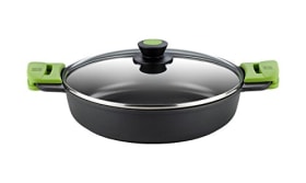 BRA Prior - Cacerola baja con tapa de cristal y asas de silicona (28 cm) | Inducción, horno y todo tipo de cocinas