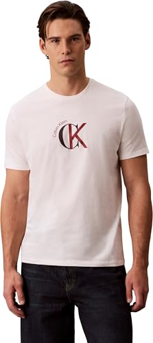 Camiseta Gráfica Calvin Klein SS 30S WHSL CKJ 2TONE CK Graphic LV14RE829G - Blanco y Gris - Hombre - Talla M