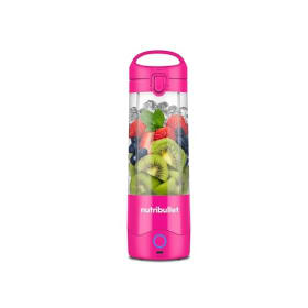 nutribullet Portable NBP003BP, Batidora Portátil con Capacidad de 475ml, Cuchilla de 4 Puntas, Vaso de Tritán, Autonomía de 15 Ciclos, Incluye Tapa Abatible, Carga USB-C, Rosa