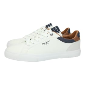 Pepe Jeans PMS30839 - Zapatillas Blancas para Hombre con Cordones y Suela Antideslizante (Talla 43)
