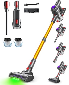 VACTechPro Aspiradora sin Cable 35kPa | Aspirador de Mano 6 en 1 | 35 Minutos de Autonomía | Ideal para Pelo de Mascota, Alfombras y Suelos Duros