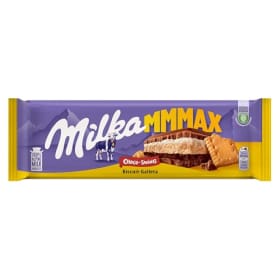 Milka MMMAX Choco Swing Tableta Grande de Chocolate con Leche de los Alpes, Galleta, Relleno de Crema de Leche y Crema de Cacao 300g