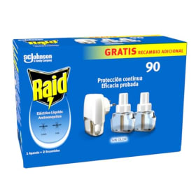 Raid Eléctrico Anti Mosquitos Comunes y Tigre 90 Noches con Aplicador y 2 Recambios - 54 Mililitros (2 x 27ml)