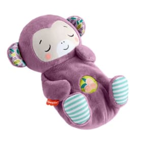 Fisher-Price Mono Morado Hora de Dormir - Juguete Sonajero Portátil de Peluche con Movimiento de Respiración y Luces para Bebés Recién Nacidos (0+ Meses)