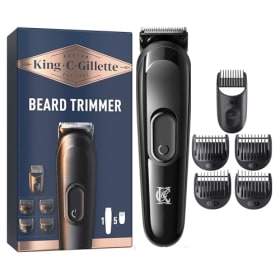 King C. Gillette Recortadora de Barba Hombre - Cortapelos 3 en 1 con 5 Peines Lavables, Inalámbrica y con Hoja Afilada de por Vida