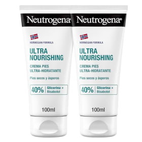 Neutrogena Fórmula Noruega Crema Pies Ultra Hidratante - Pack 2 x 100 ml | Hidratación Intensa para Pies Secos y Agrietados con 40% Glicerina y Bisabolol