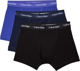 Calvin Klein Calzoncillos Bóxer Hombre - Pack de 3 Trunks Multicolor (C-Black/BLU/BLU) - Talla XL