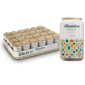 Alhambra Especial - Pack 24 Latas x 33 cl | Cerveza de Fermentación Lenta | 5.4% Vol. | Ideal para Compartir