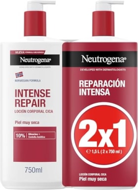 Neutrogena Fórmula Noruega Loción Corporal CICA Reparación Intensa - Pack 2 x 750 ml | Crema Hidratante con Centella Asiática para Pieles Secas
