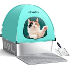 Meowant Arenero Acero Inoxidable Gatos XXL - Extraíble, Cubierto con Pala y Protección contra Derrames