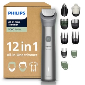 Philips Recortadora Todo en Uno Serie 5000 MG5952/30 - 12 en 1 para Rostro, Cabeza y Cuerpo | Cuchillas Autoafilables, 20 Longitudes y Recargable