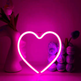 Letrero de Neon Corazón Rosa - Decoración Romántica USB/Batería - Love Sign para San Valentín, Sala, Bar o Fiesta