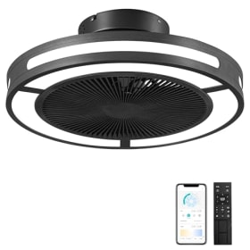 Ohniyou 19 - Ventilador de techo sin aspas con luces y mando a distancia | 6 velocidades | Luz LED regulable | Empotrable de perfil bajo | Ideal para dormitorio y salón