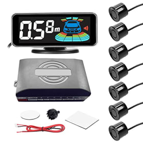 Shkalacar Sensores Aparcamiento Coche - Kit con 8 Sensores + Pantalla LCD y Zumbador - Detección de Distancia y Advertencia de Sonido