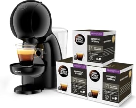 Krups Nescafé Dolce Gusto Piccolo XS - Cafetera de cápsulas de 15 bares, 0.8L, espuma cremosa, calentamiento rápido en 40s, modo eco, negra (Incluye 3 packs de café)