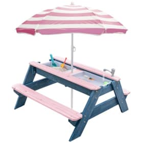 Mesa picnic 3 en 1 para niños con paraguas rosa