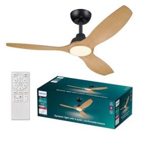 Ventilador de Techo Philips Olas 3 Aspas 52" con Luz LED 24W, Motor DC y Control Remoto - Modo Verano/Invierno, Temperatura de Color Regulable (3000K-6500K)