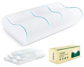 TESQ Almohada Sándwich de Tres Capas - Espuma Viscoelástica Dinámica con Contorno Ajustable para Posición Lateral, Espalda y Boca Abajo