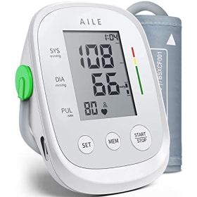 AILE Tensiómetro de Brazo Digital - Medidor de Tensión Arterial con Pantalla LCD y Memoria para 2 Usuarios