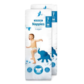 By Amazon Pañales Ultrasecos, Talla 7 (más de 17kg), 112 Pañales (2 Paquetes de 56) - Antes Mama Bear