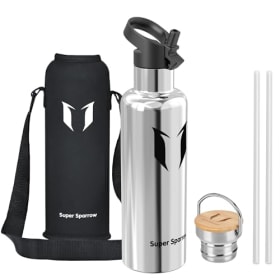 Super Sparrow Botella de Agua de Acero Inoxidable - 1L - Ideal para Niños y Adultos - Sin BPA - Deporte, Oficina y Yoga